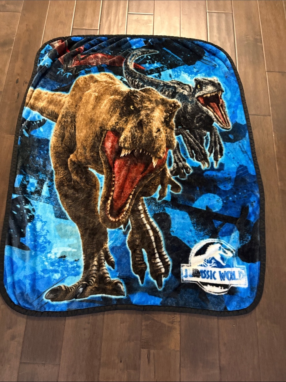 Jurassic World Blue Dinosaur Plush Throw Blanket